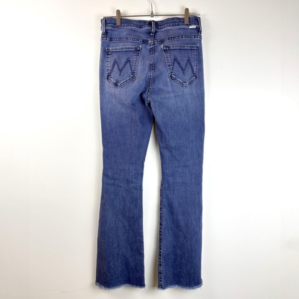 Mother Women Blue Denim Jeans‎ Size 28 Medium Wash Raw Hem Flare Bootcut - Picture 3 of 13